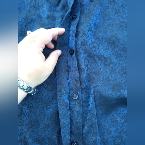 Vintage Steilmann Blue & Black Blouse, 1980s, Designed in Germany, Size … - Picture 5 of 10